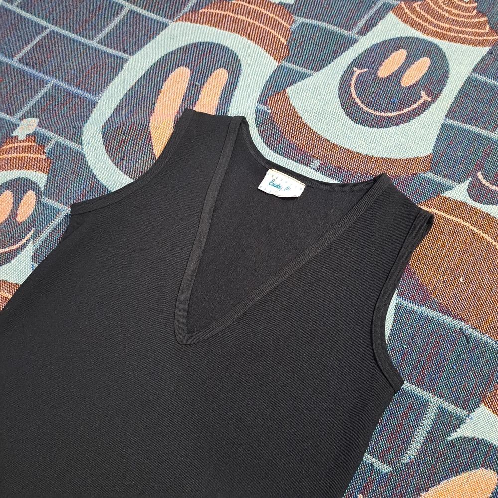 🌈VINTAGE RIBBED V-NECK SHEATH DRESS-12 - Picture 2 of 6